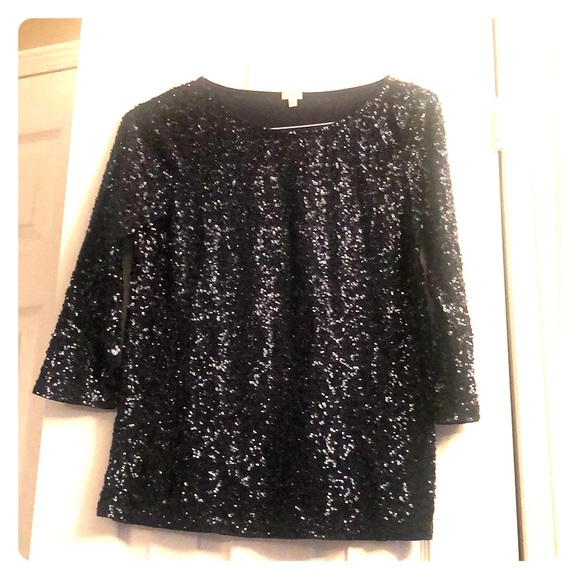 J. Crew Navy Sequin Top - Picture 1 of 4
